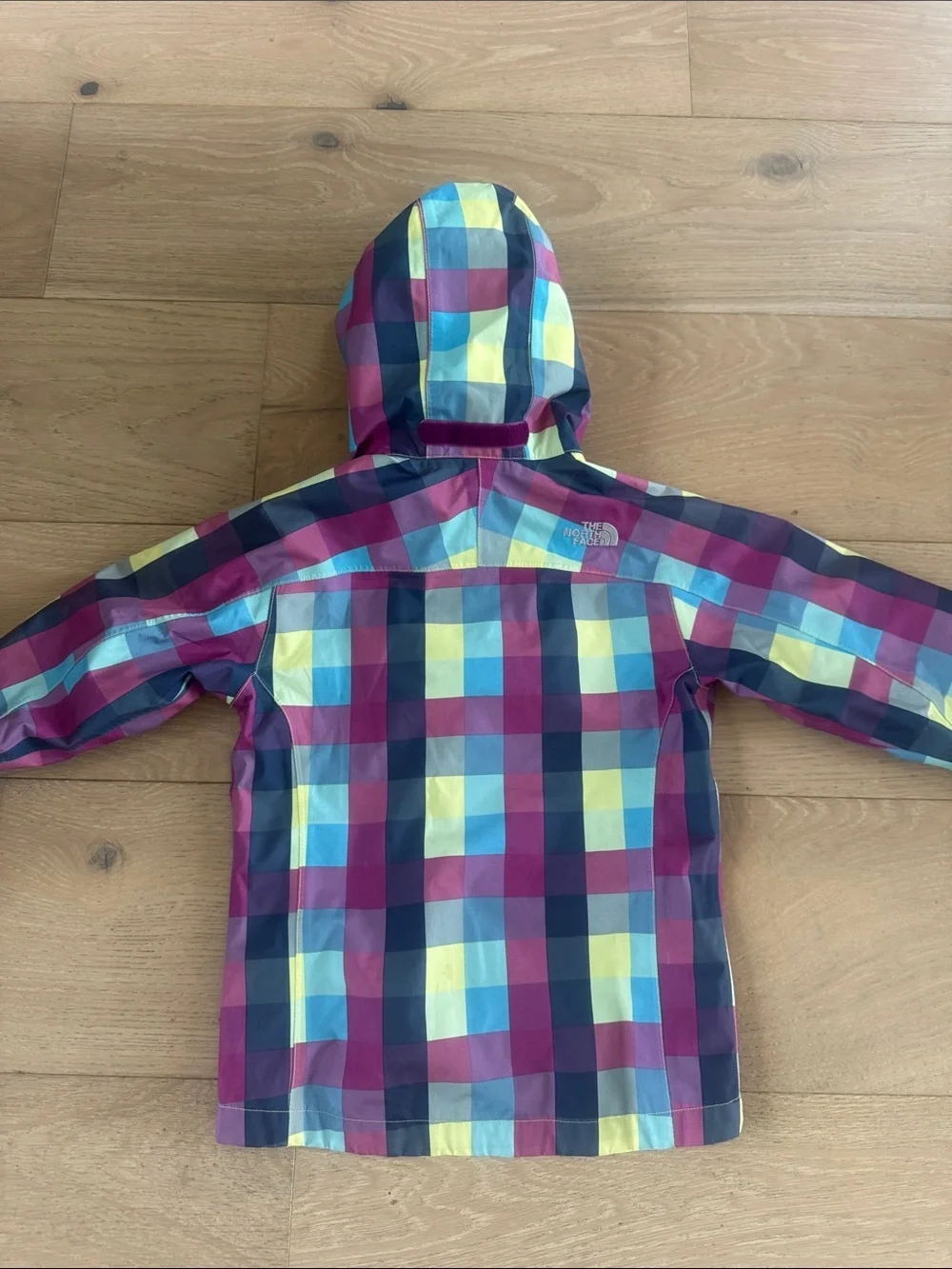 The North Face Multicolor Plaid Hooded Jacket - Purple, Yellow, Aqua
